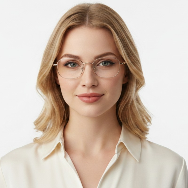 Square Golden Eyeglasses