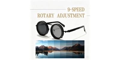 Round Black ND9 Adjustable Sunglasses