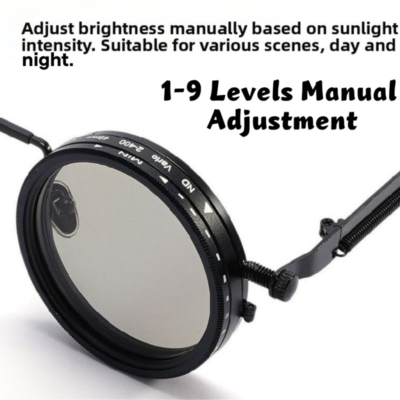 Round Black ND9 Adjustable Sunglasses