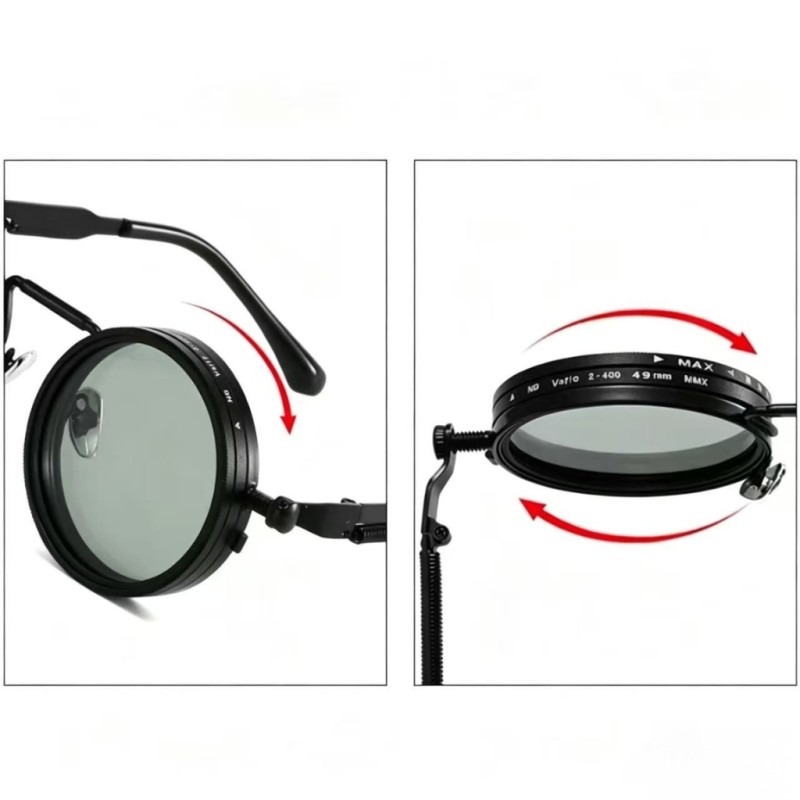 Round Black ND9 Adjustable Sunglasses