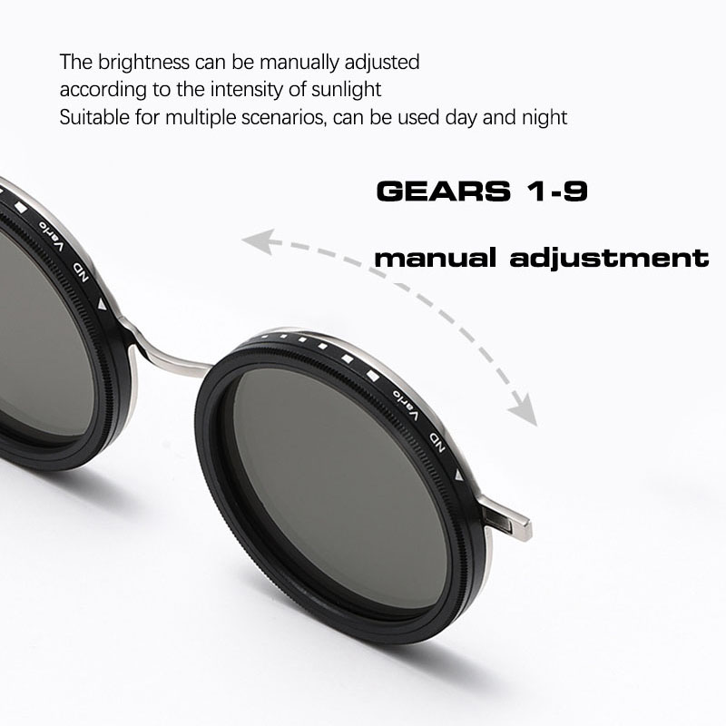 Round Silver Magnetic Clip ND9 Adjustable Sunglasses