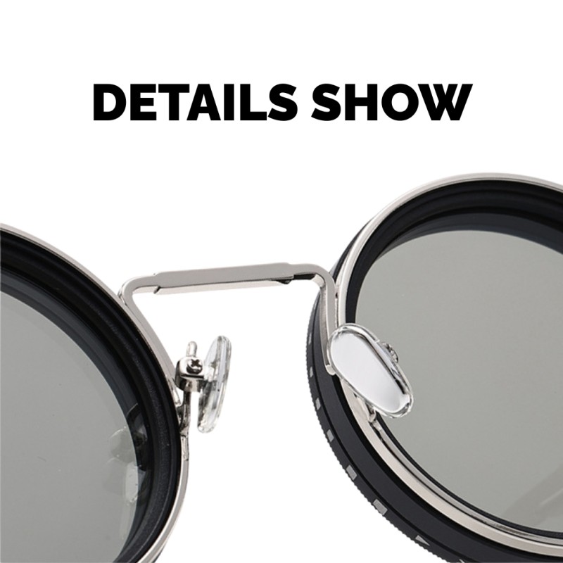 Round Silver ND9 Adjustable Sunglasses